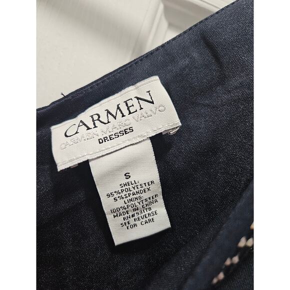 Carmen Marc Valvo Studded Navy Blue Dress Sleeveless Sz 6 Evening Cocktail Party - Picture 2 of 5